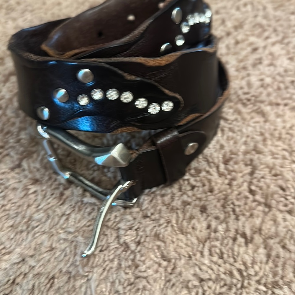 Brown leather belt 100% leather